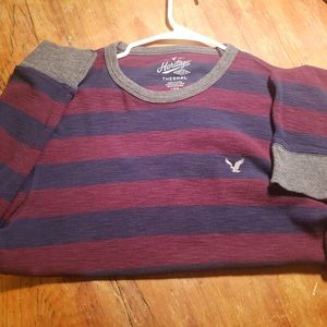 American Eagle Striped Heritage Waffle Thermal LS